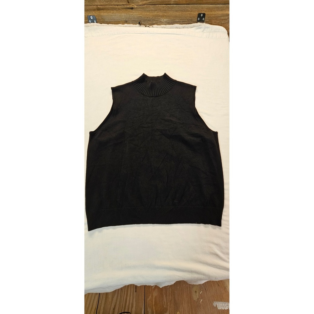 Judith Hart Collection Black Mock Neck Sleeveless Sweater Vest XL Rayon Nylon